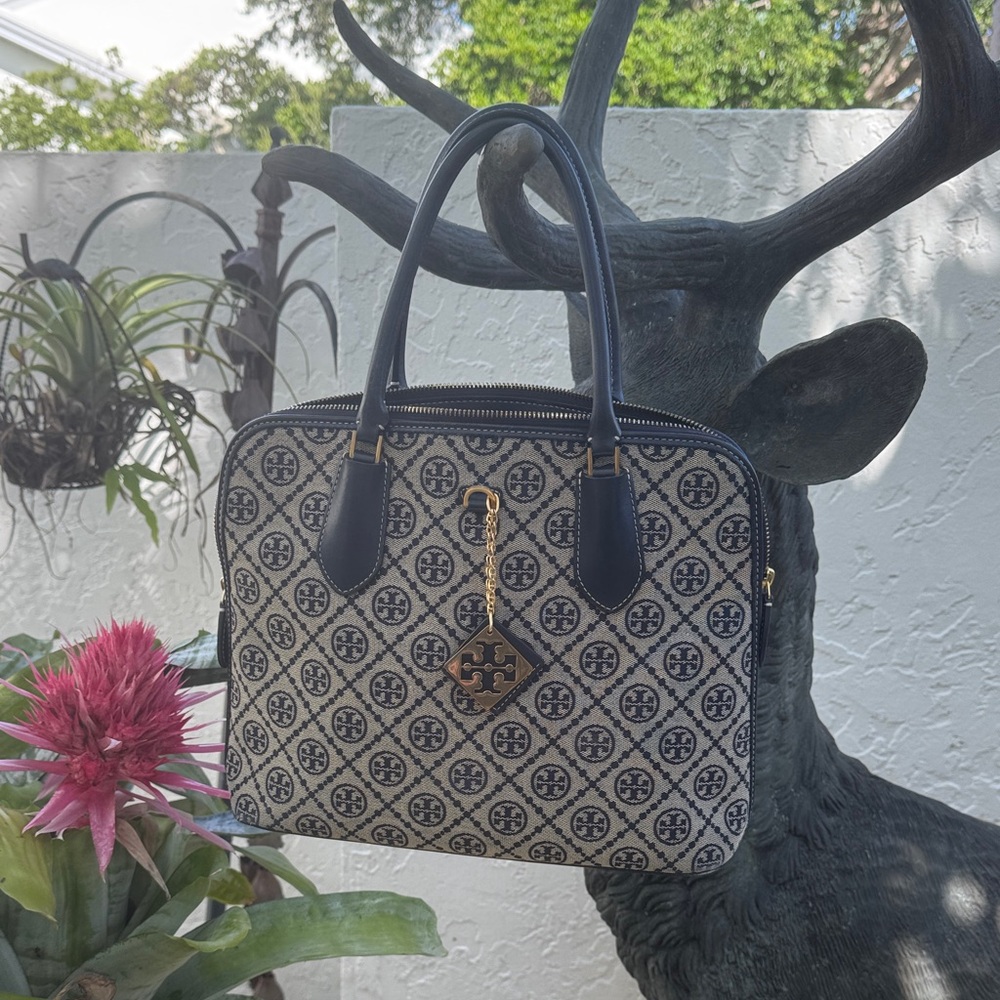 Tory Burch Black and Cream Satchel